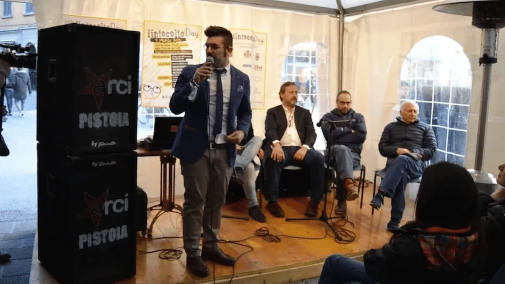 Introduco l'incontro con Mogol, Nicolò Ammaniti e Riccardo Cavallero a Pistoia in occasione del "Fintocolto Day"